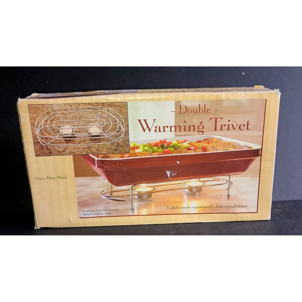 Cobble‎ Creek Double Warming Trivet Heavy Duty Metal Chrome Casserole Stand 4408